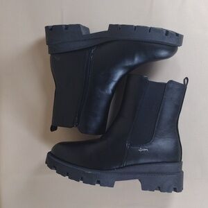 Sugar Kirk Black Faux Leather Casual Moto Streetwear Retro Emo Ankle Boots